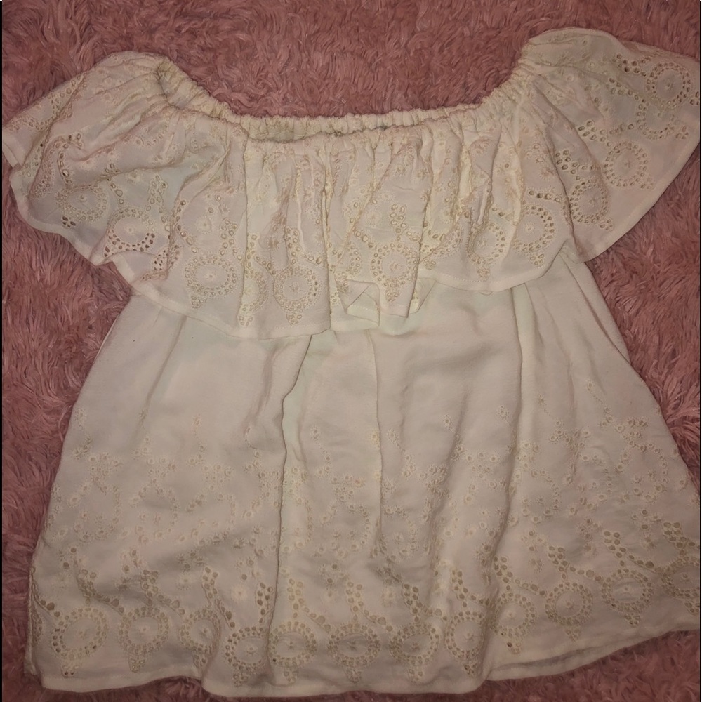 Lucky Brand Cream Off the Shoulder Top